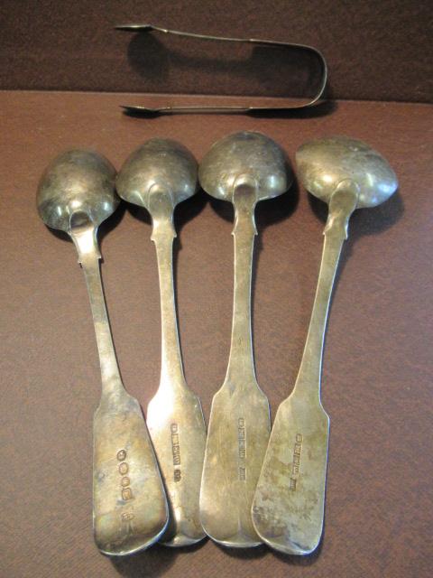 WILLIAM IV SILVER SERVING SPOONS AND TONGS Image