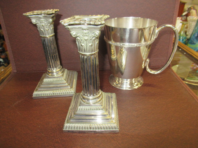 PAIR OF EPNS CANDLESTICKS ETC Image