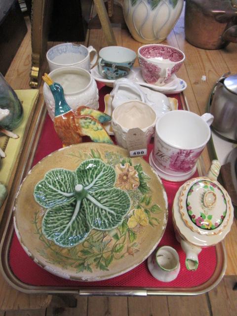 TRAY OF POTTERY INCLUDING IRONBRIDGE SHROPSHIRE MUG Image
