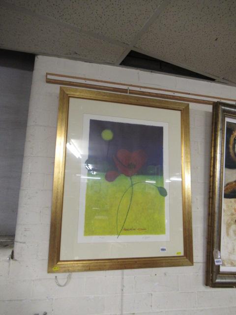 FLOWER PRINT POPPY OF LOVE SIGNED R BROWNE Image