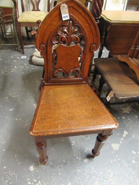 VICTORIAN OAK GOTHIC HALL CHAIR Image