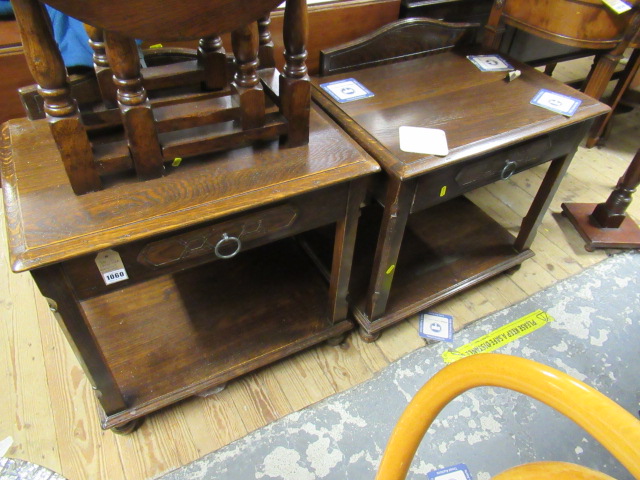 PAIR OAK BEDSIDE CABINETS Image