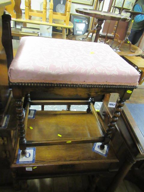 UPHOLSTERED OAK STOOL Image