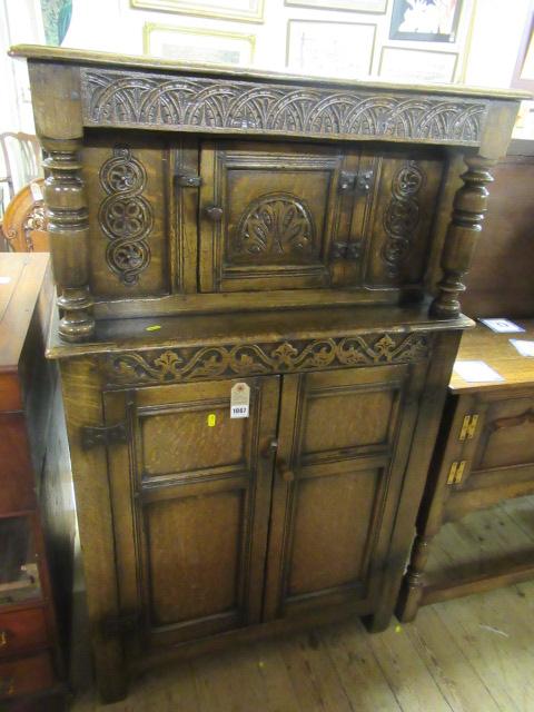 REPRO OAK SMALL COURT CUPBOARD Image