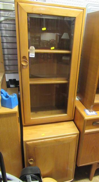ERCOL DISPLAY CABINET AND A SMALL ERCOL CUPBOARD Image