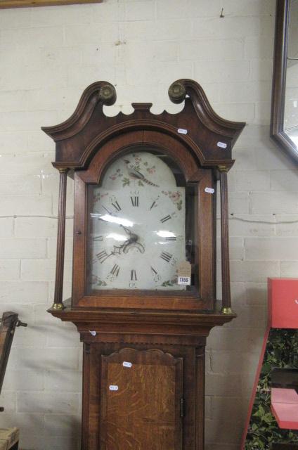 PAINTED FACE OAK CASED LONGCASE CLOCK Image
