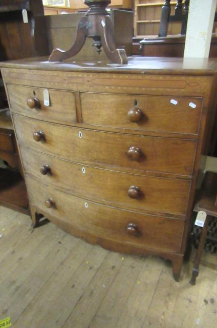 INLAID BOW FRONTED CHEST OF DRAWERS Image