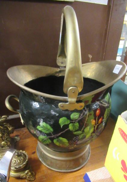 HAND PAINTED BRASS SCUTTLE Image
