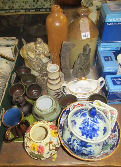 QUANTITY OF POTTERY AND GLASS INCLUDING DANCING FIGURE Image