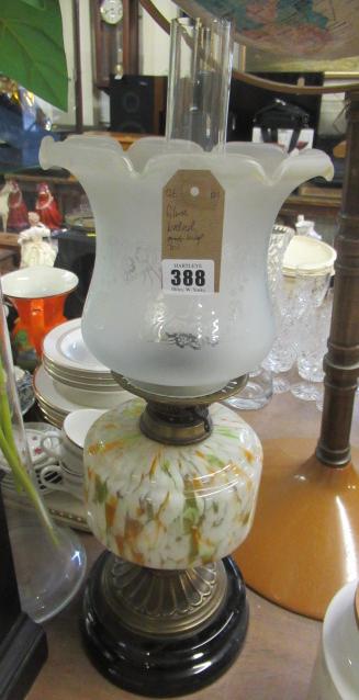 GLASS AND BRASS OIL LAMP Image