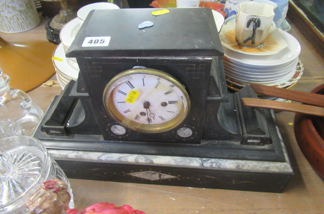 SLATE AND MARBLE MANTLE CLOCK Image