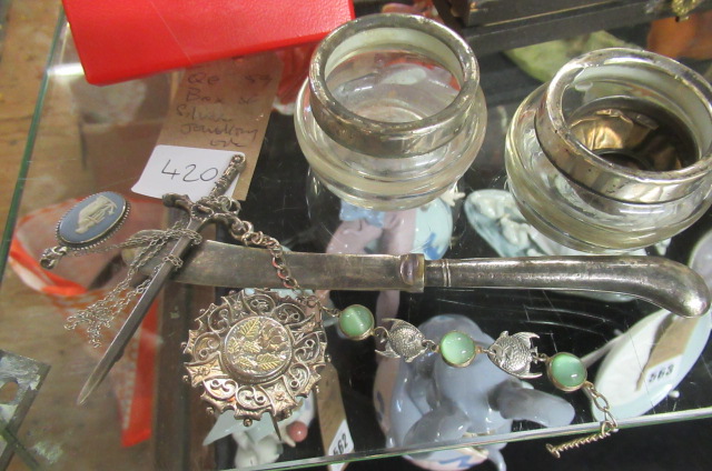BOX OF SILVER AND OTHER JEWELLERY ETC Image
