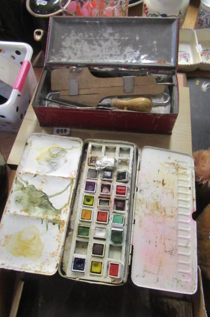 ARTISTS EQUIPMENT INCLUDING VINTAGE PAINT BOX Image
