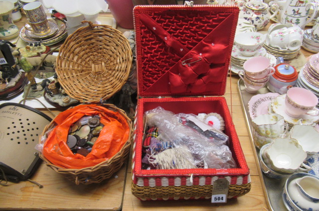 TWO SEWING BASKETS AND CONTENTS Image