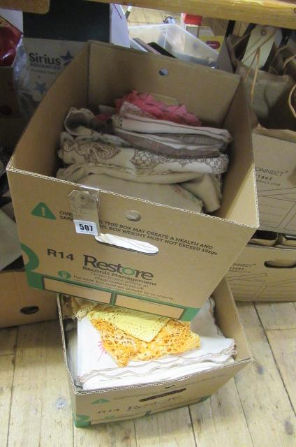 TWO BOXES OF LINEN ETC Image