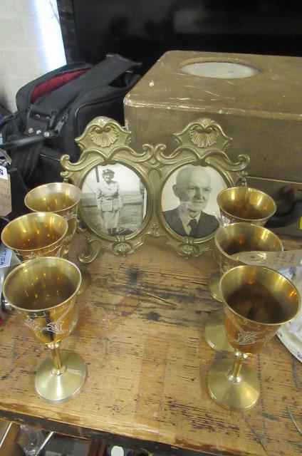 SIX GOBLETS AND A DOUBLE PHOTO FRAME Image