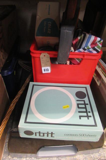 BOX OF MISCELLANEOUS INCLUDING CARPET BEATER ETC Image