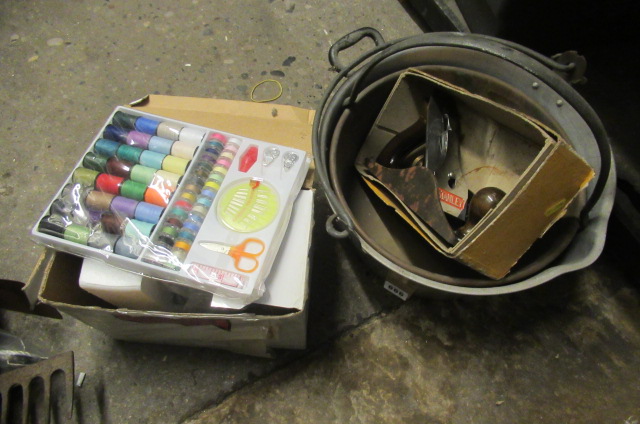 TWO JAM PANS WITH STANLEY VICE ETC Image