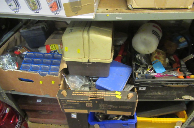 FOUR BOXES OF TOOLS AND FISHING TACKLE Image