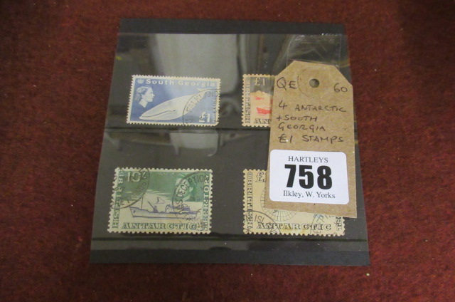 FOUR ANTARCTIC AND OTHER £1 STAMPS Image