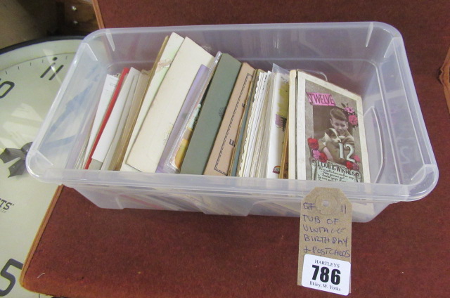 TUB OF VINTAGE BIRTHDAY CARDS AND POSTCARDS Image
