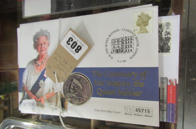 THREE COIN COVERS INCLUDING TWO £5 COINS Image