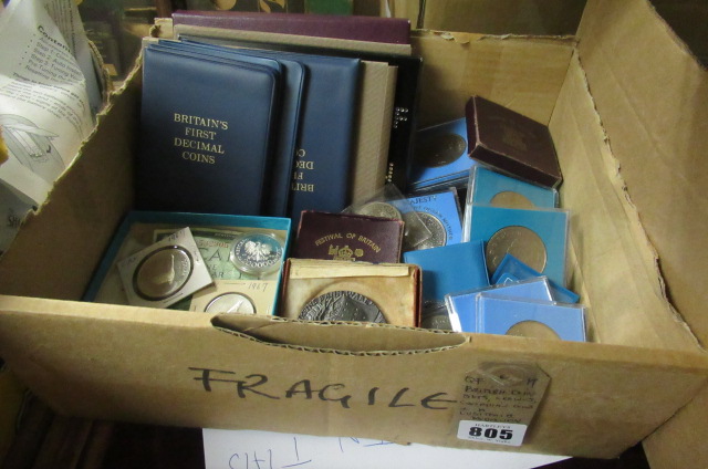 BRITISH COIN SET  CROWNS  CANADIAN COINS AND A MEDALLION Image