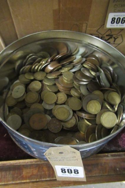BLUE CIRCULAR TIN OF COINS Image
