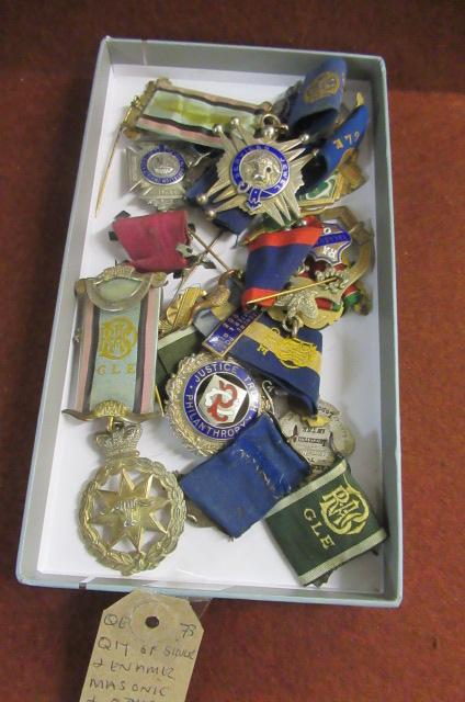 QUANTITY OF SILVER AND ENAMEL MASONIC AND OTHER MEDALS Image