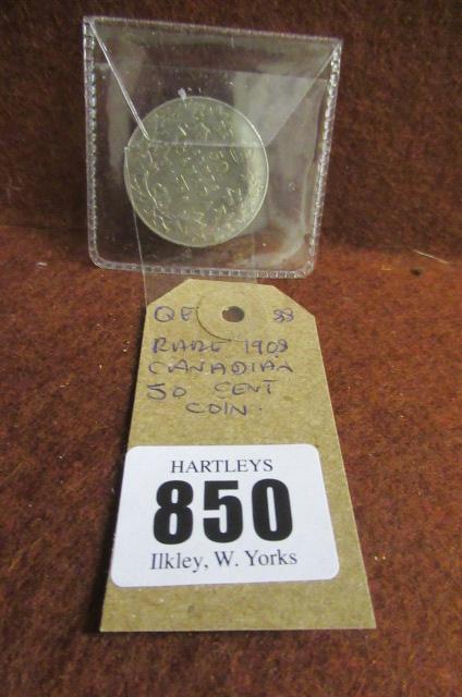 RARE 1908 CANADIAN 50 CENT COIN Image
