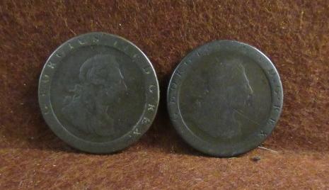 TWO CARTWHEEL HALFPENNIES 1797 Image