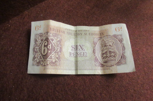 6 PENCE BRITISH AUTHORITY NOTE WITH SIGNATURES Image