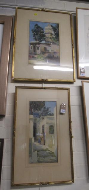 TWO FRAMED WATERCOLOURS BY L LOURDE Image
