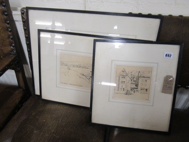THREE PEN AND INK PICTURES SIGNED FD Image