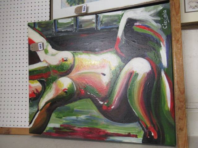 PAIR OF ACRYLIC PORTRAITS ON CANVAS BY CIECILA Image