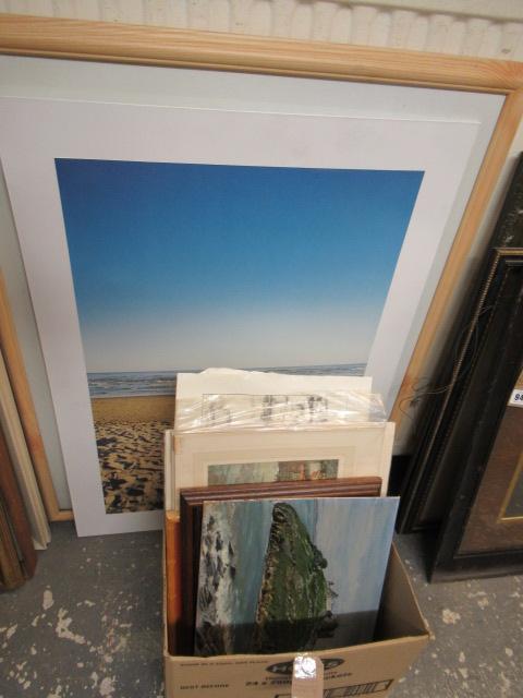 TWO LARGE PRINTS AND A BOX OF PICTURES Image