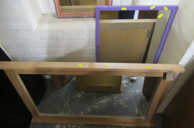 OAK FRAMED BEVELLED MIRROR AND ANOTHER Image