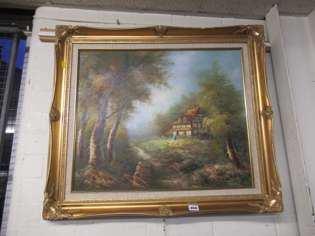 SIGNED LANDSCAPE OIL WITH COTTAGE Image
