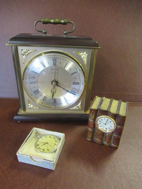Fob watch novelty book clock and a mantle clock | Hartleys Auctioneers ...