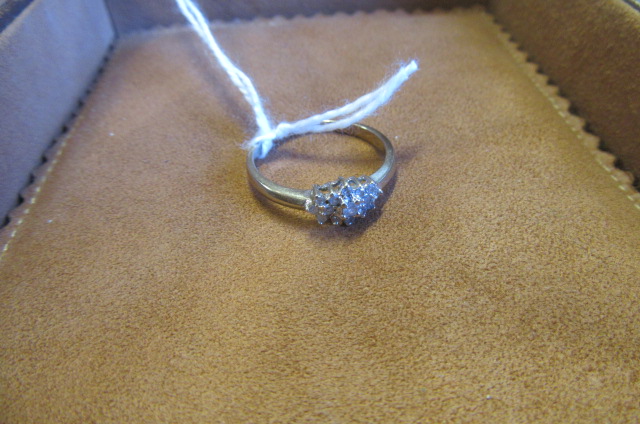 9CT GOLD FIFTEEN DIAMOND RING Image