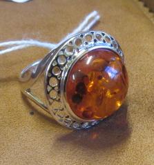 CELTIC SILVER AND AMBER RING Image