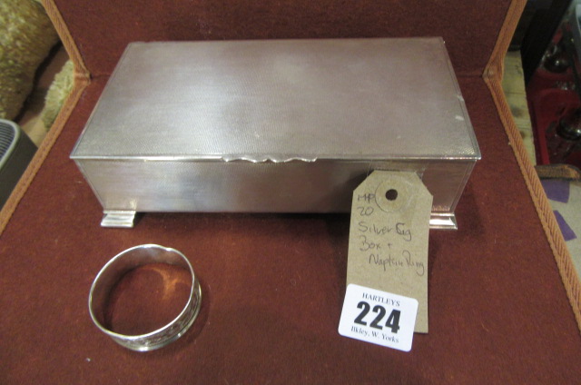 SILVER CIGARETTE BOX AND NAPKIN RING Image