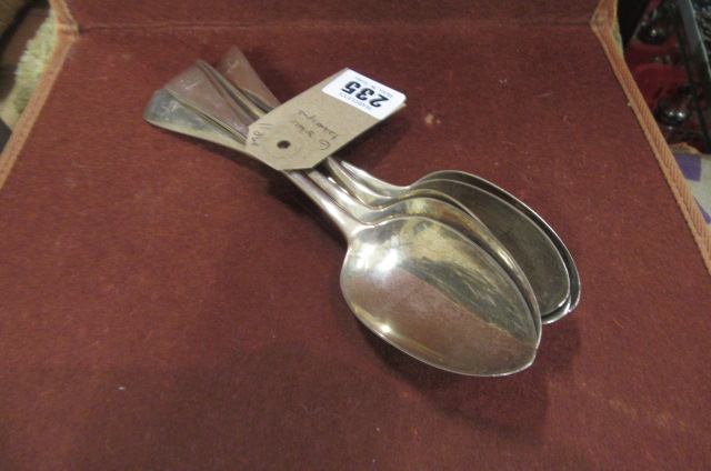 SIX SILVER TABLE SPOONS Image