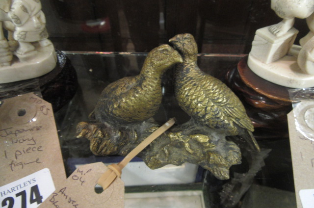 AUSTRIAN BRONZE FIGURE OF TWO GROUSE Image