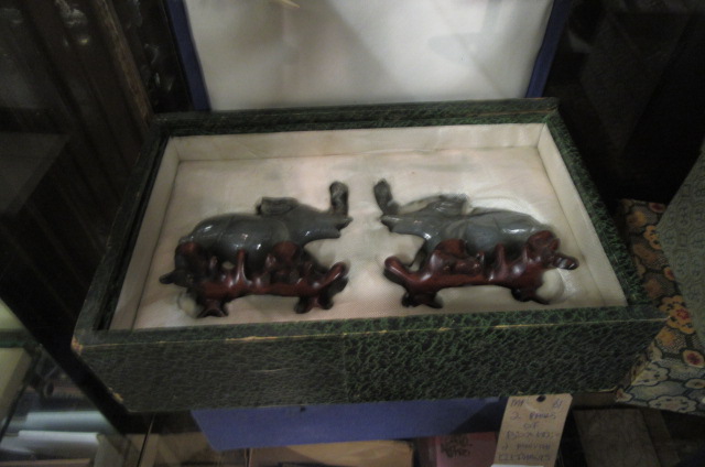 TWO PAIRS OF BOXED AND MOUNTED ELEPHANTS Image