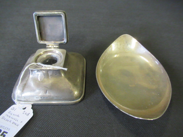SILVER INKWELL AND SILVER DISH Image