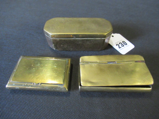 THREE GEORGIAN AND LATER BRASS SNUFF BOXES Image