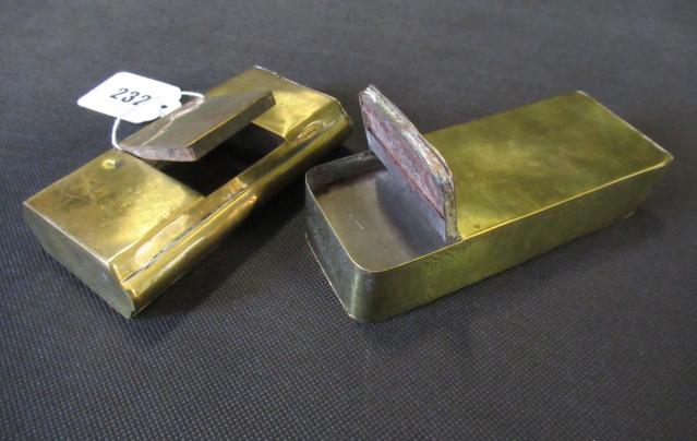 TWO DOUBLE SIDED OPENING BRASS TOBACCO/VESTA CASES Image