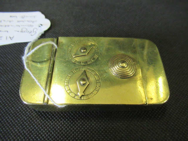 GEORGIAN BRASS COMBINATION DOUBLE DIAL SNUFF BOX Image