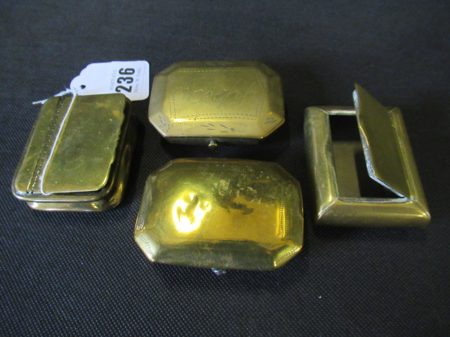 FOUR GEORGIAN AND LATER BRASS SNUFF BOXES Image